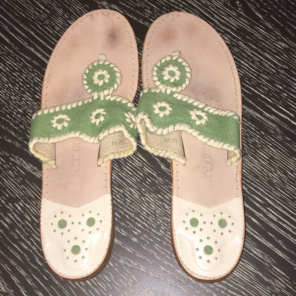 Jack Rogers green and white sandals